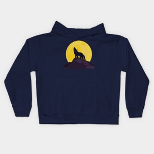 Pixel Art Wolf and the  Moon Kids Hoodie